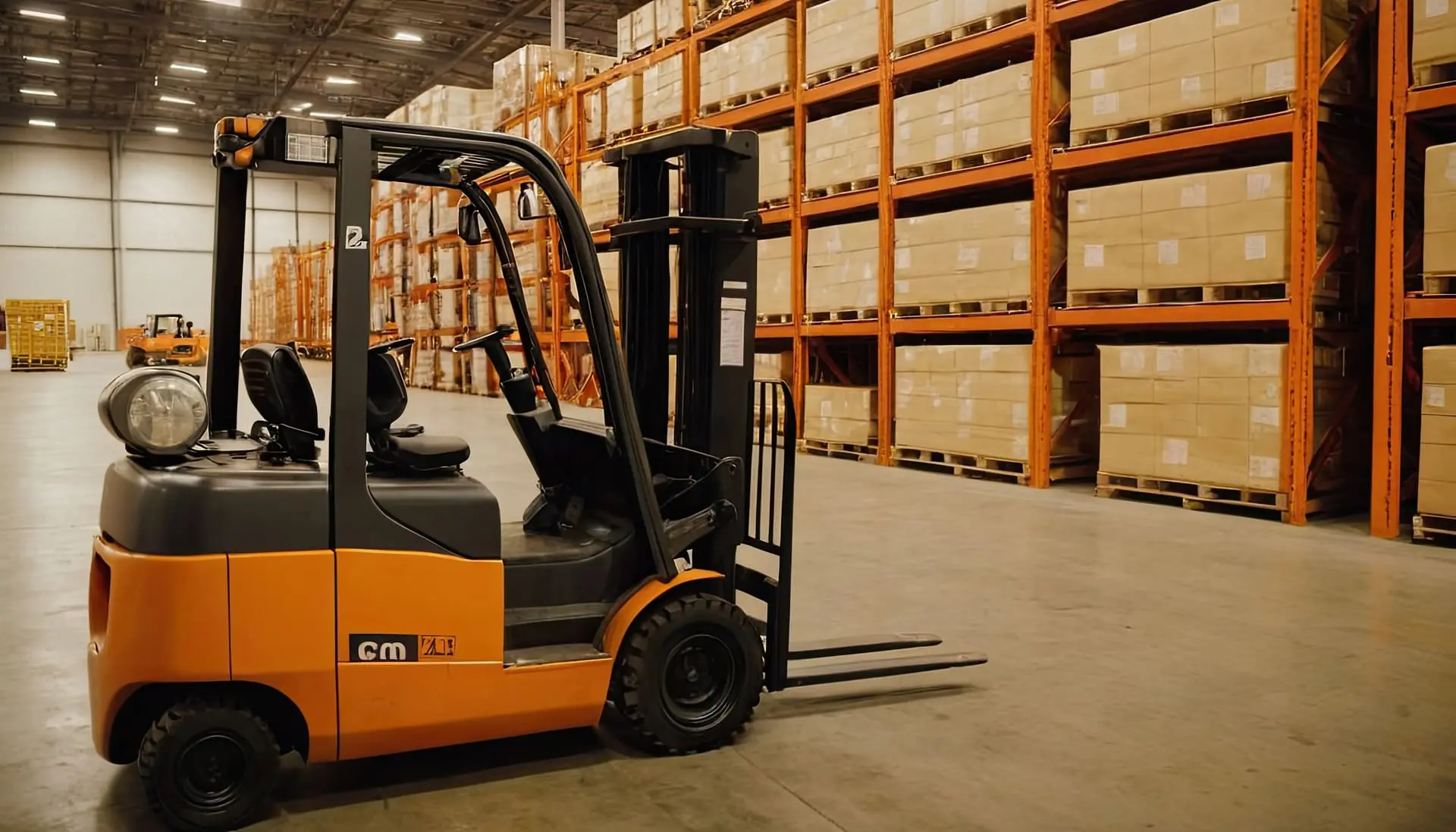 Chariot élévateur dans un entrepôt